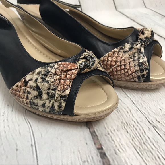 Spring Step Comfort Wedges Heels Sandals with Faux Snake Skin - Picture 2 of 5